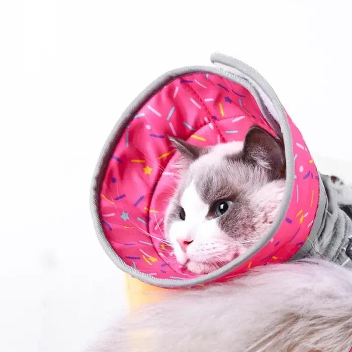 Collier de récupération réglable pour chat après opération, protection anti-morsure, cône de cou, élégant et doux pour chats récupération post-opératoire