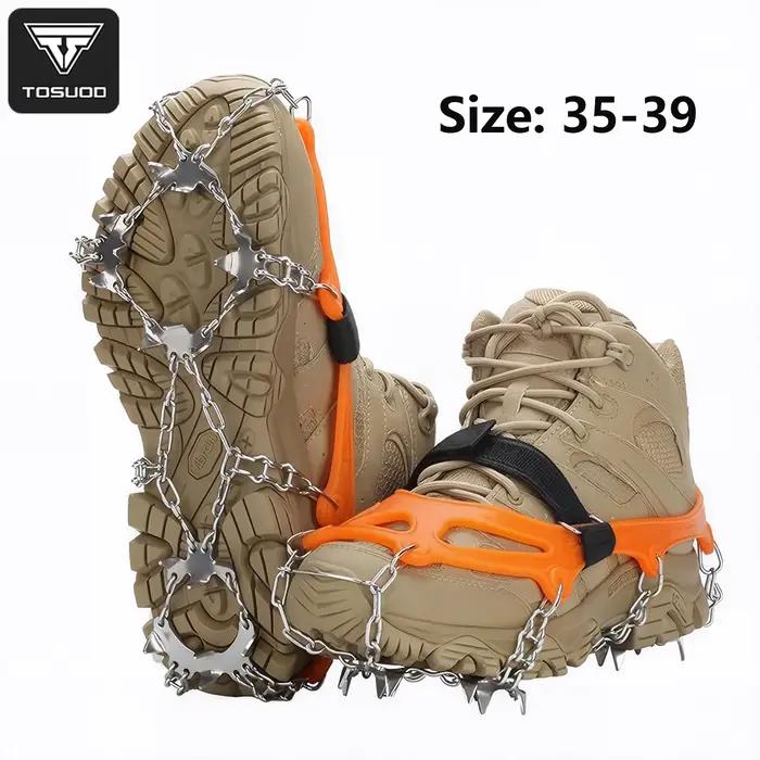 Crampons antidérapants TOSUOD à 19 pointes pour chaussures, randonnée en plein air, escalade, crampo