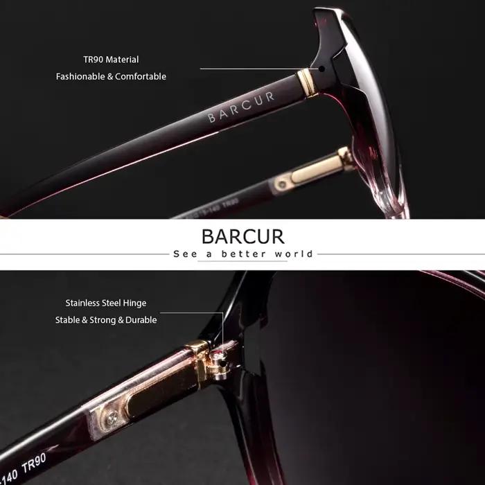 BARCUR-Lunettes de soleil polarisées pour femme, monture PC surdimensionnée, verres dégradés, access