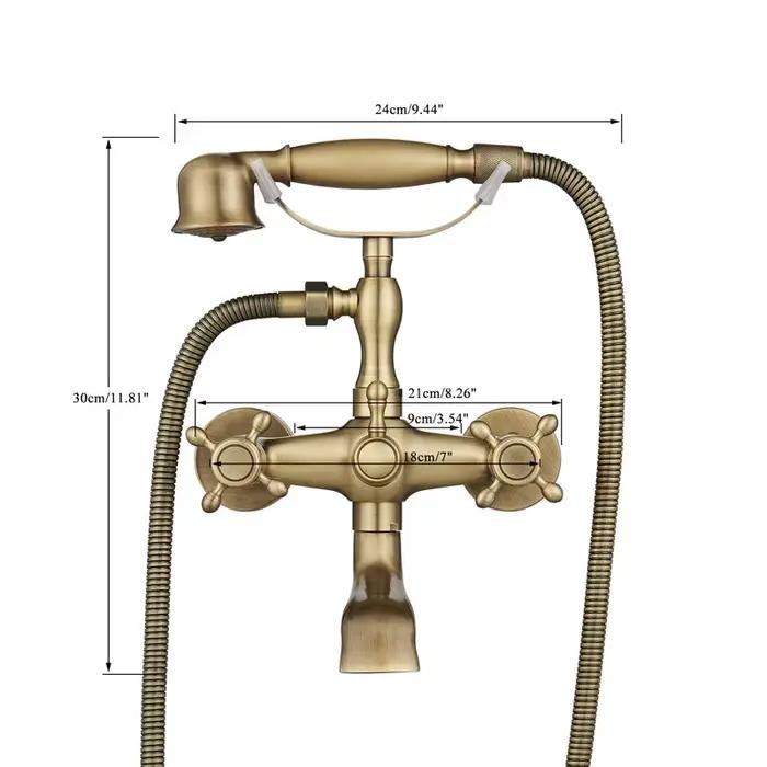 Robinet de baignoire-douche en laiton Antique, ensemble de douche de bain bronzé, bec de cascade pivotant à double poignée, robinets mélangeurs d'eau froide et chaude