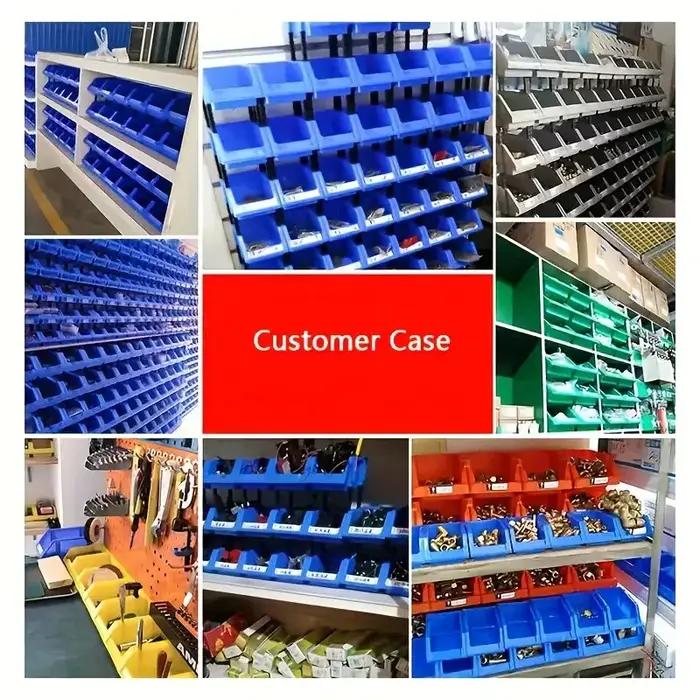 Bac rangement en plastique bleu empilable avec compartiments étiquetés pour organisation modulaire à offrir pour garage atelier maison bricolage professionnel