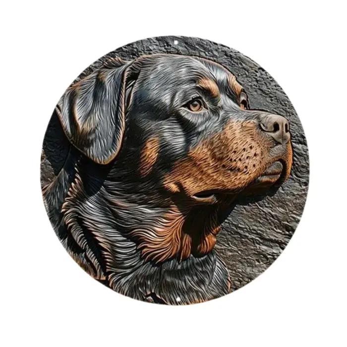 Ensemble de panneaux métalliques ronds vintage sur le thème des races de chiens - Bouledogue anglais