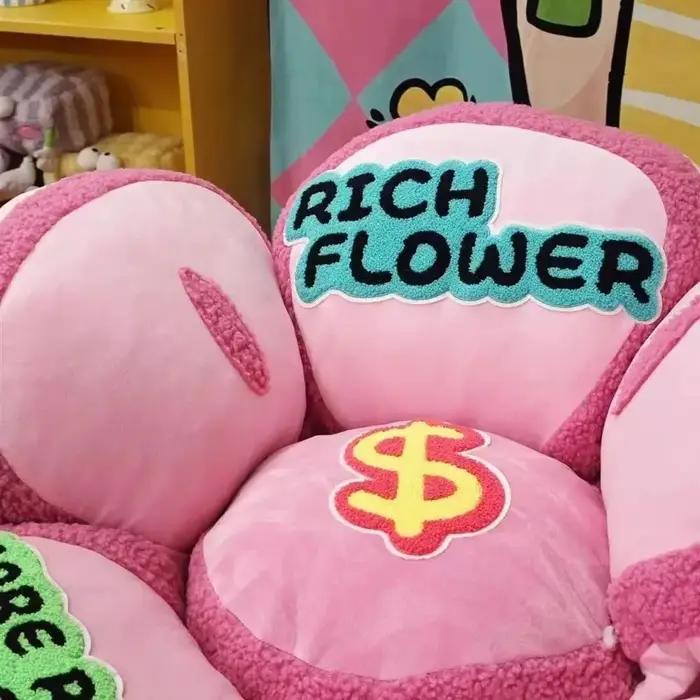 Grand canapé paresseux à fleurs riches, avec support, Design de pétales réglables, siège de chambre