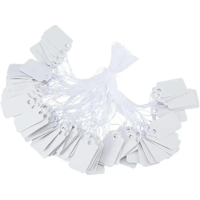 Étiquettes rectangulaires blanches de marquage de ficelle, étiquettes de prix de bijoux, conception