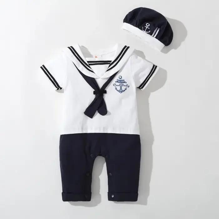 Vêtements d'été pour bébés garçons et filles, barboteuse marine, combinaison de marin pour nouveau-n
