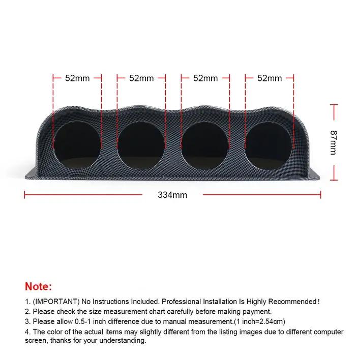 Tableau de bord universel de course, 2 pouces, 52MM, 4 trous, support de jauge Quad, Pod ABS, tablea