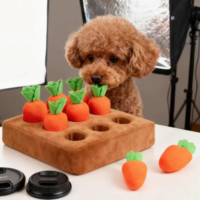 Tapis de jeu interactif en forme de carotte pour chiens et chiots