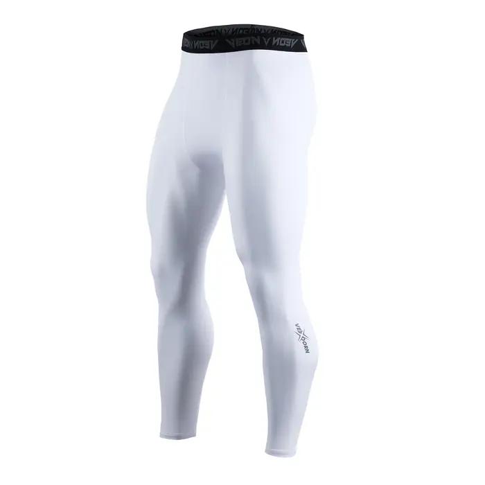 Pantalons de compression pour hommes en polyester avec lettres motif, pantalons de course, entraingement, multi-sports, protection UV, confort et performance sportive