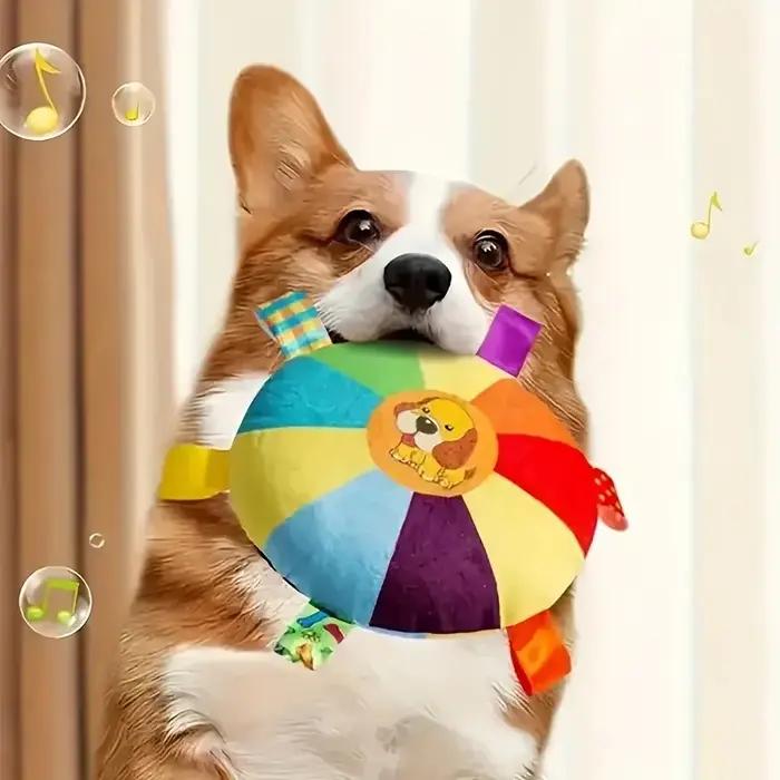 Ballon de football interactif pour chien de 16 cm avec poignées