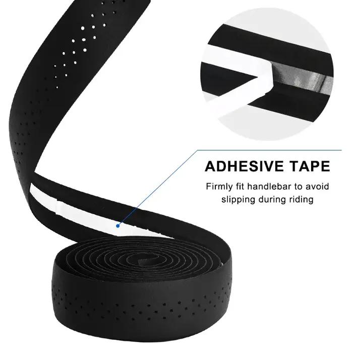 Bande de guidon de vélo en cuir PU perforé, respirant, souple, bande de guidon de vélo de route avec