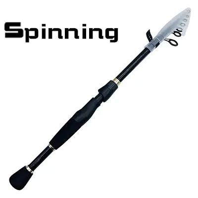 Canne à pêche télescopique 1.6-2.4m ultra légère spinning casting carbone leurres 10-30g accessoires