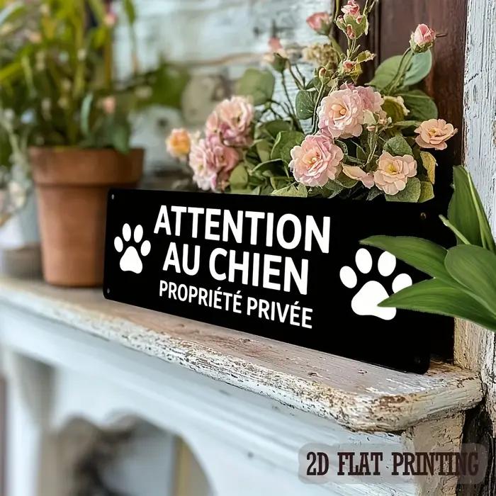 Panneau en métal « ATTENTION AU CHIEN PROPRETÉ PRIVÉE » – Décoration murale