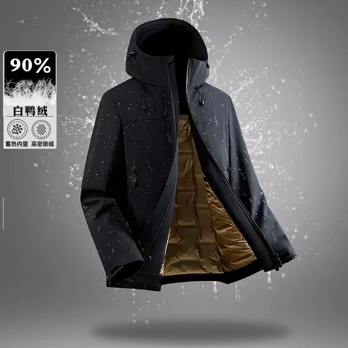 90% duvet de canard blanc hommes imperméable coupe-vent chaud doudoune 2025 veste d'hiver décontract