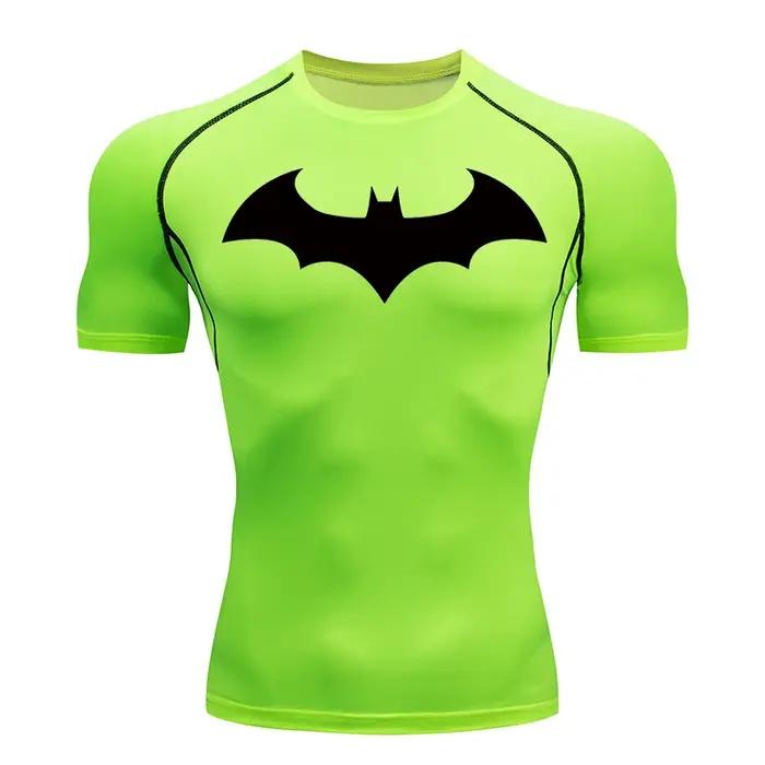 Chemises de Compression graphiques chauve-souris pour hommes, manches courtes, protection contre les