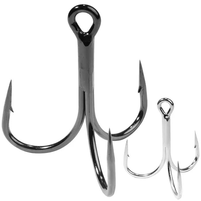 Énormes crochets triples 4X Strong 1 # -10/0 # Hameçon Super pointu barbelé en acier au carbone, m