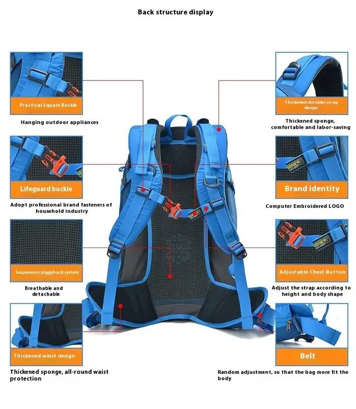 Sac à dos SUNRUNNER 40L pour randonnée, escalade, alpinisme, pêche et vélo occasions spéciales robuste imperméable nylon