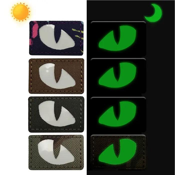 Patch tactique lumineux yeux de chat tigre - Velcro auto-agrippant brillant dans le noir pour équipement tactique