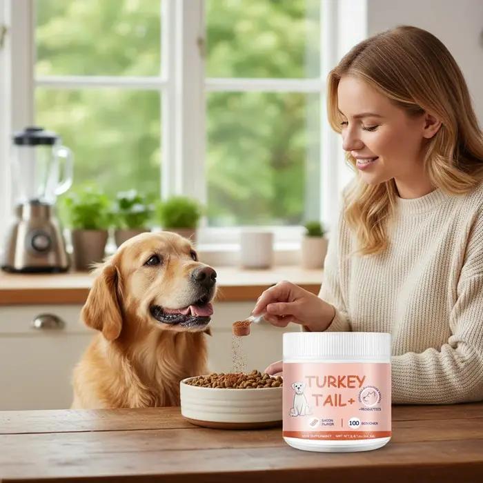 1/2/3PCS Poudre de champignon pour animaux de compagnie au goût de bacon Ingrédient naturel de haute qualité Stimulant d'appétit pour les chats et les chiens difficiles à nourrir Nutrition quotidienne