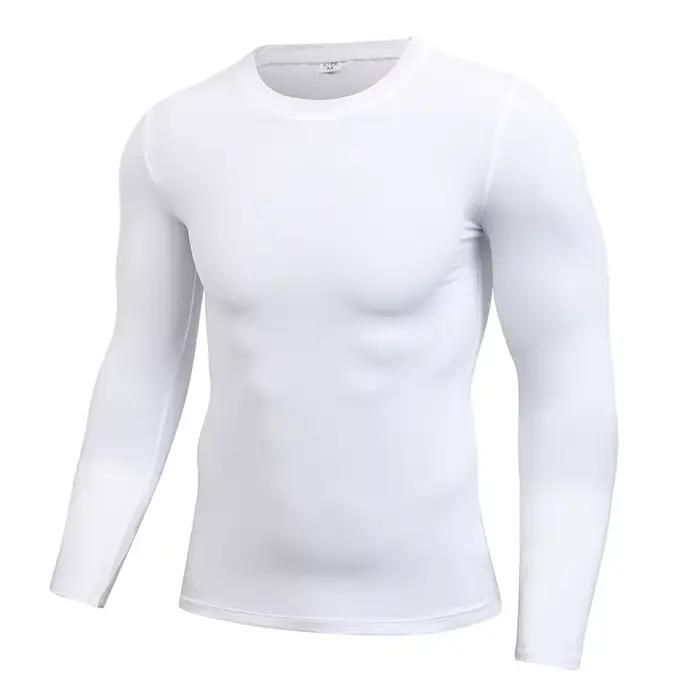 Hommes Compression course T-Shirt Fitness serré à manches longues Sport T-shirt formation Jogging ch