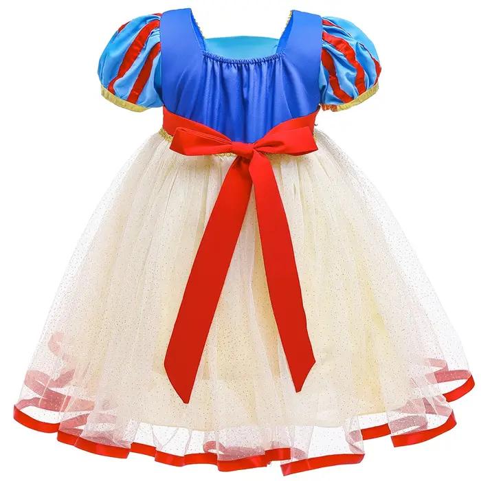 Robe d'été Blanche-Neige pour filles, robe de princesse en tulle respirante à manches bouffantes, ro