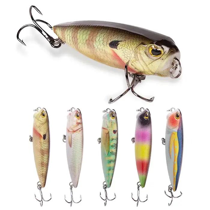 Hanlin 6.5 cm/2.56in Popper marcher le chien hochet petits appâts Wobble leurre de pêche flottant en plastique manivelle bar brochet attirail