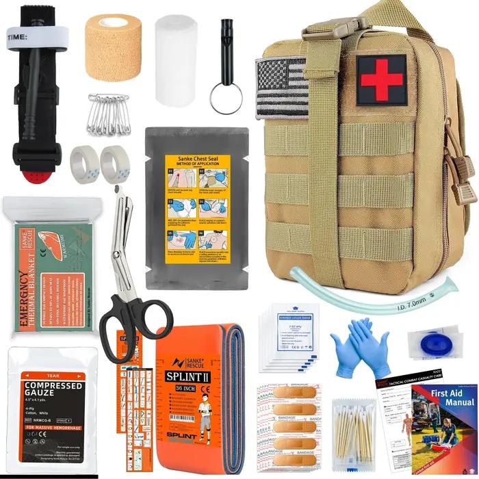 Kit de survie, équipement de survie de premiers secours, système Molle, sac Compatible tremblement de terre en plein air IFAK EDC, randonnée, chasse, cadeaux pour hommes