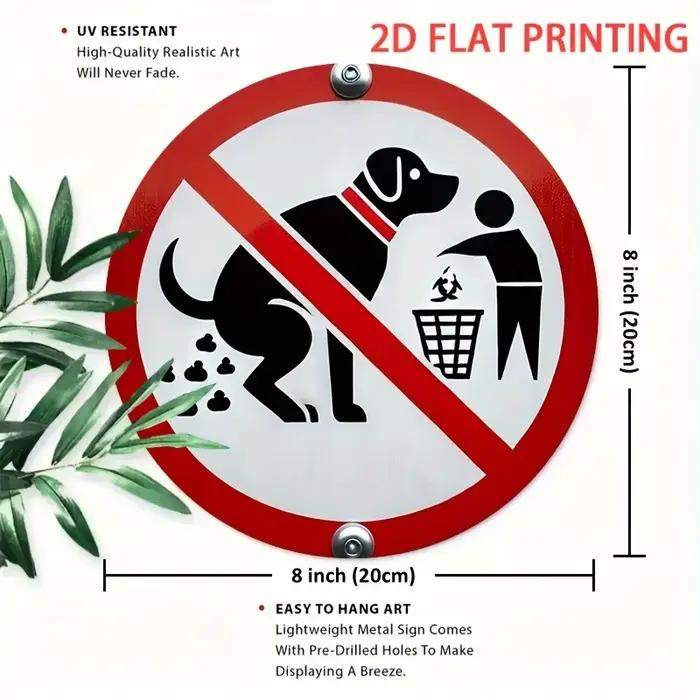 Panneau plat 2D, 1 pièce, drôle, interdisant aux chiens de faire leurs besoins - Cercle rouge de prohibition avec motif de chien - Décoration de porte pour magasins d'articles pour animaux, parcs