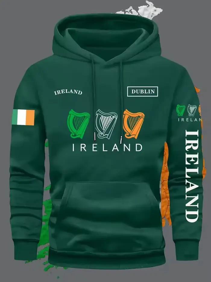 Sweat-shirt à capuche unisexe avec drapeau d'irlande