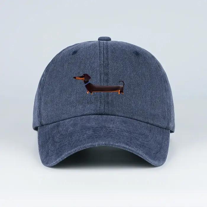 Casquette de baseball lavée à imprimé teckel style rétro adorable sur le thème des chiens idéale pour les promenades en plein air et les rassemblements d'animaux cadeau idéal