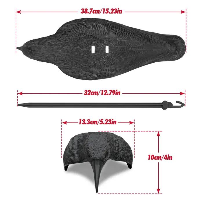 Épouvantail corbeau noir plastique pour jardin - Répulsif oiseaux et rongeurs pour chasse et contrôle nuisibles