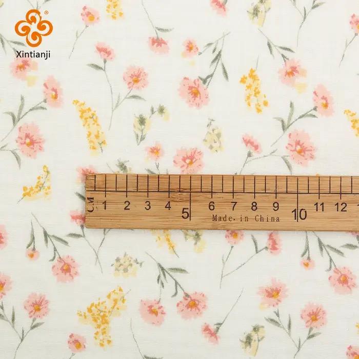 Tissu en gaze de coton imprimé de fleurs mignonnes pour enfants, matériaux de bricolage, vêtements décontractés, sous-vêtements, pyjamas, vêtements pour bébés, occasions spéciales
