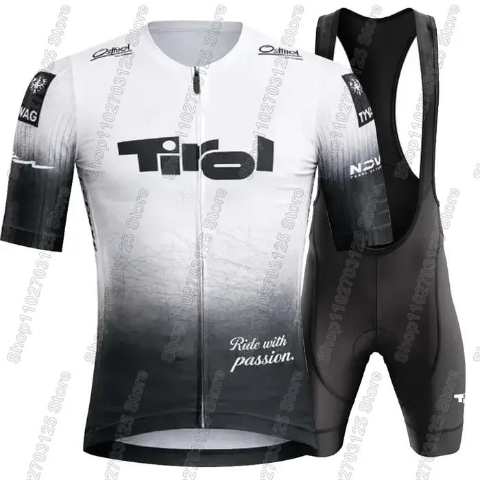 Ensemble Maillot et Cuissard Cycliste Homme Équipe Tirol 2026 Veste Polyester et Lycra Maillot de Course Cuissard Respirant Gel Occasions Spéciales
