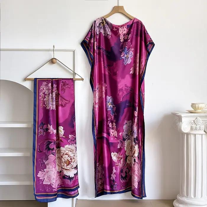 Robe longue décontractée africaine pour femme avec grand foulard, abaya ample, caftan, robe musulman
