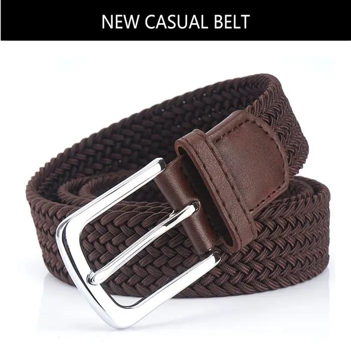 TUSBottles-Ceinture tressée sans trou pour hommes, ceinture tissée élastique, simple et sauvage, mod