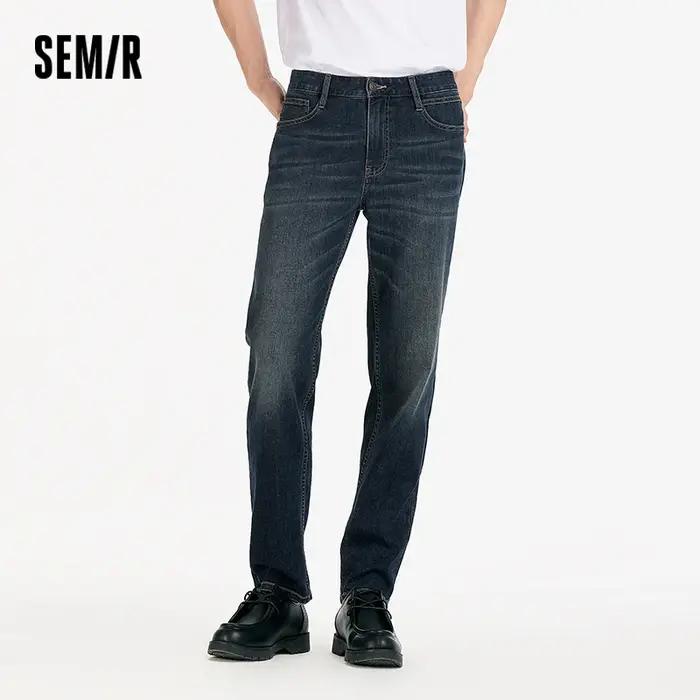 Jean Homme Semir Stretch 2026 Vintage Lavé Coupe Droite Style Urbain Décontracté Quotidien Doux Conf
