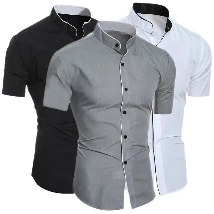 Chemise décontractée à manches courtes pour hommes, couleur unie, pour les déplacements, nouvelle co