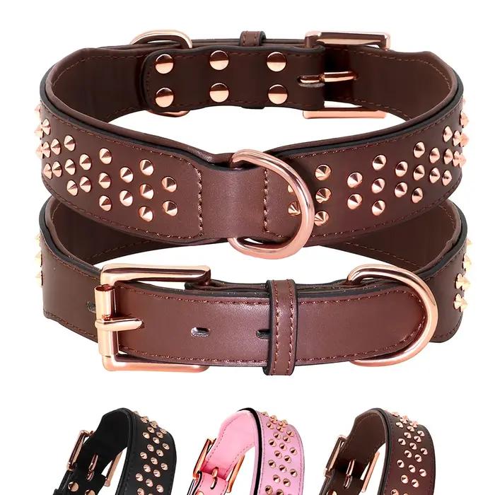 Collier en cuir clouté pour animaux de compagnie, réglable, durable, grand, moyen, grand, chiot, pitbull