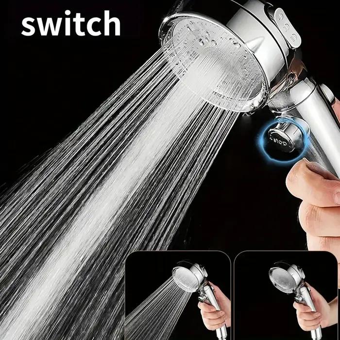 Pommeau de douche Diamond Silver 3 modes booster avec arrêt d'eau - Douchette manuelle salle de bain