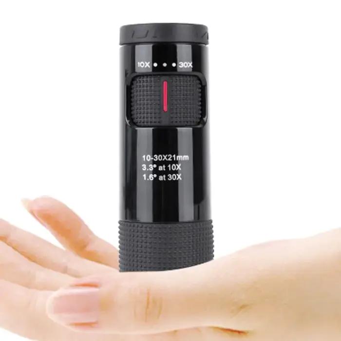 Monoculaire puissant 10-30x21 zoom portable pour observation camping tourisme visée optique compact