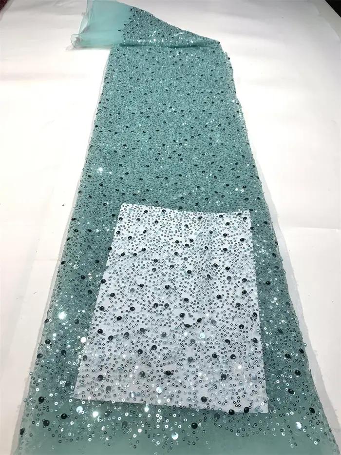 Tissu de dentelle française de luxe en maille avec perles 2026