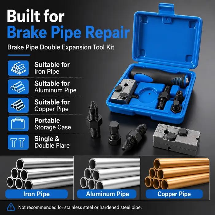 Outil professionnel de sertissage de conduites de frein, kit de réparation de tuyaux de frein métalliques portatif pour voitures, motos, camions, entretien automobile en garage