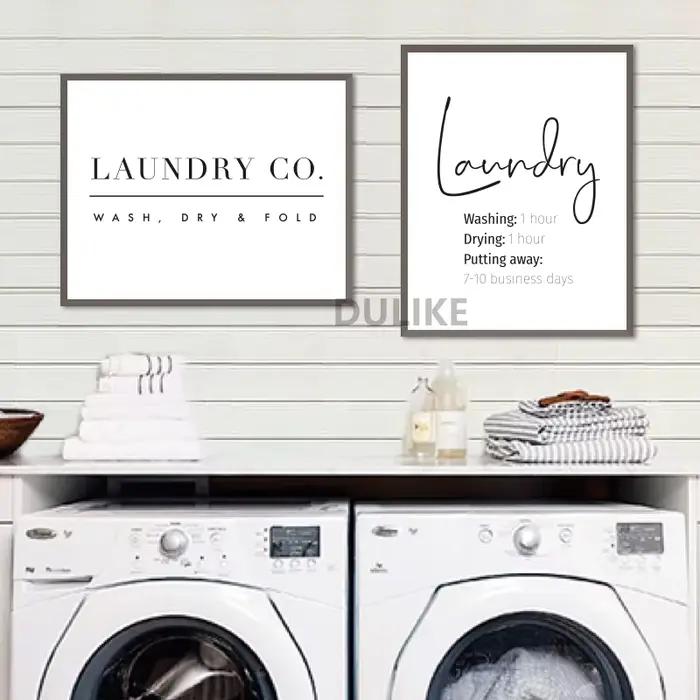 Affiche de guidage des symboles d'entretien du linge imprimés d'art pliables pour salle à laver décoration murale images peinture toile