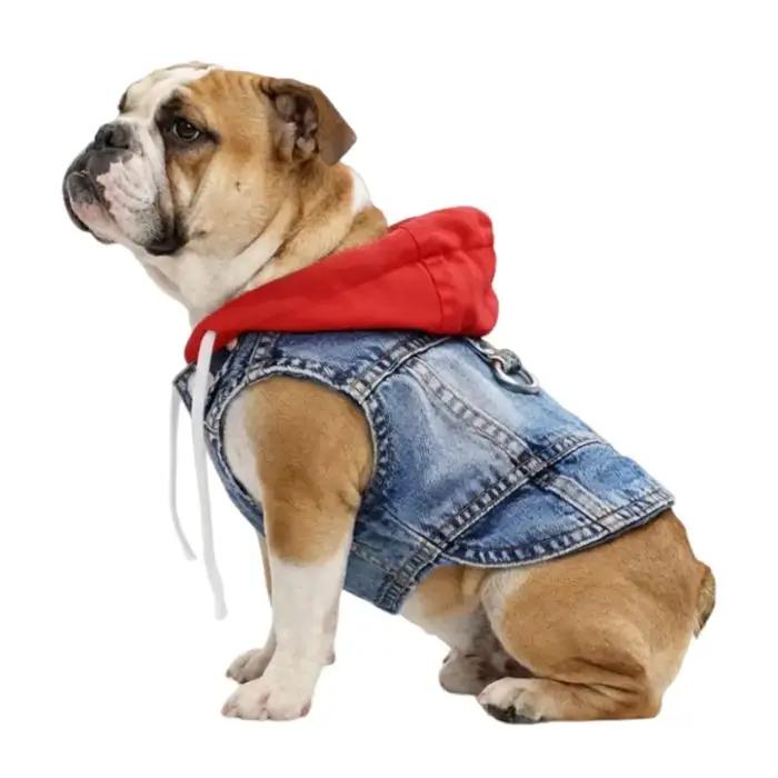 Veste en jean pour chien avec anneau