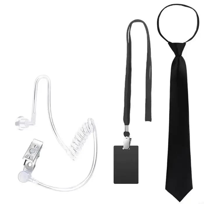 Costume cosplay garde sécurité, y compris l'écouteur verres noirs cravate cou