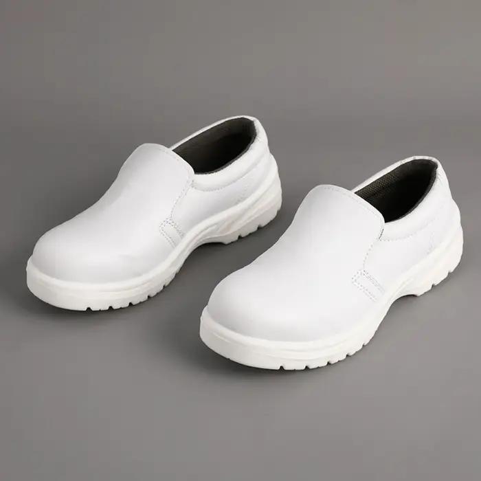 Chaussures de sécurité antistatiques blanches pour hommes embout en acier protection contre les chocs et la compression pour soudure et transformation alimentaire