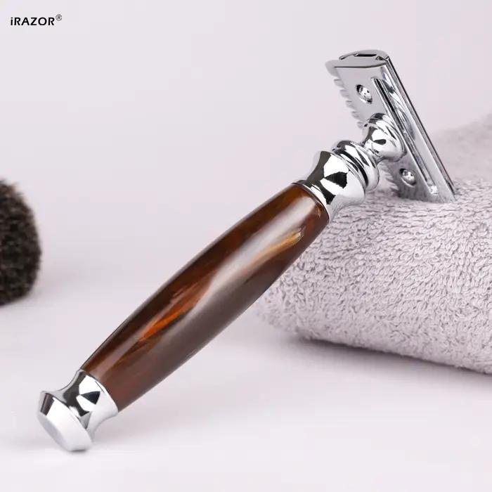 IRAZOR – rasoir de sécurité classique à Double tranchant pour hommes, avec 10 lames Premium et manch