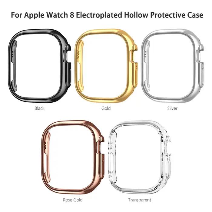 Cadre squelette Apple Watch 38-49mm plaqué avec coque PC dur - Protection avant arrière pour iWatch SE Ultra