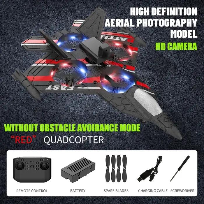 Avion RC avec caméra, hélicoptère télécommandé, pour éviter les obstacles, avion de chasse 2.4G en mousse EPP, jouets de noël pour enfants