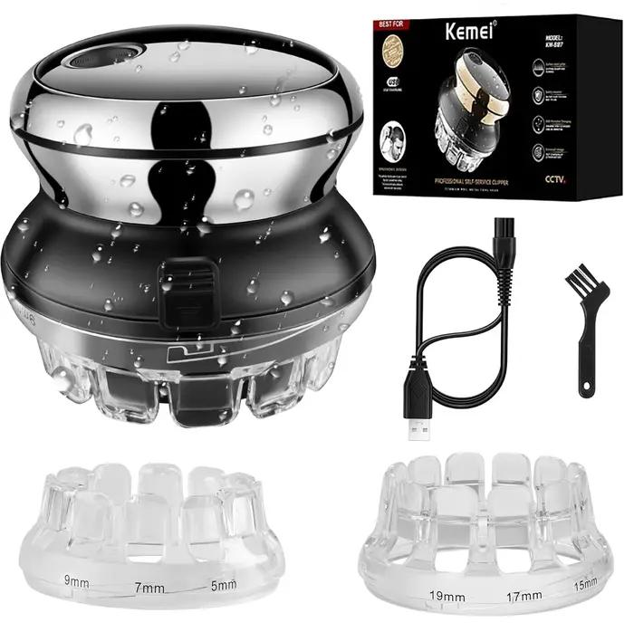 Kemei 887 UFO électrique même coupe tondeuse à cheveux rotative pour hommes kit de raccourci lavable