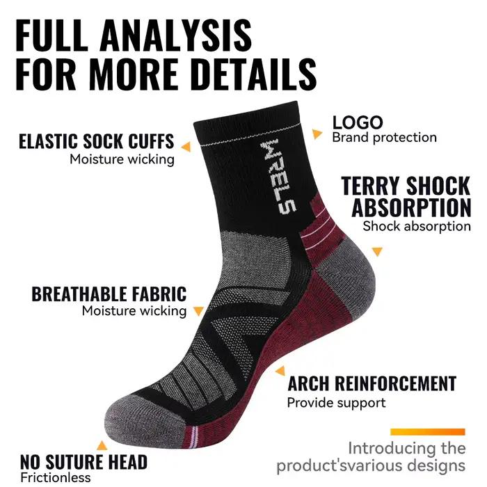 Chaussettes laine mérinos WRELS thermiques hiver épaisses randonnée élastiques absorption humidité